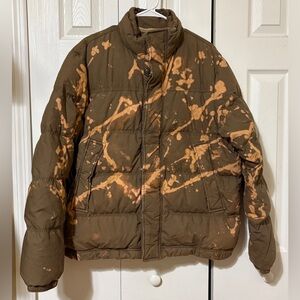 Denim And Supply Ralph Lauren Down Puffer Jacket Custom Bleached Large
